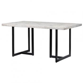 Adda Home Mesa Comedor Madera Mango-Metal 160x90x76 Cm Blanco Lavado/Negro Elegante y Resistente