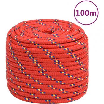 Cuerda de barco polipropileno rojo 16 mm 100 m