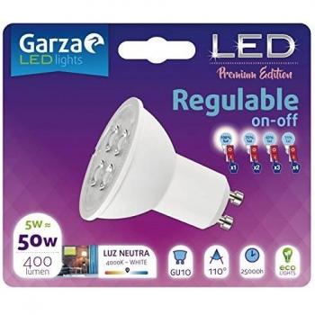 Garza Lighting - Bombilla LED Regulable On/Off Dicroica en 4 pasos, potencia 5W, casquillo GU10, luz neutra 4000K