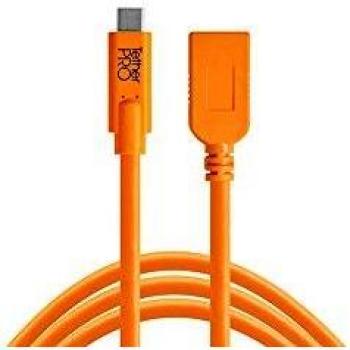 Tether Tools 15ft USB-C to USB-A Female Adapter Extender, Orange