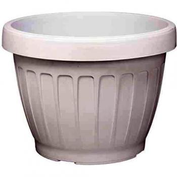 Maceta redonda de plástico Terra blanca - 25 cm diámetro - 5.7 litros