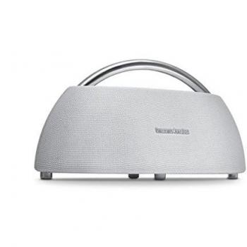 Harman Kardon Go + Play - Altavoz Bluetooth portátil con batería recargable y micrófono dual, color blanco