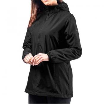 Chubasquero Alphadventure Sella Negro para Mujer con Interior Polar, Resistente al Viento, Repelente al Agua, Capucha Desmontable Ajustable, Cierre de Cremallera, Pu