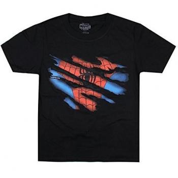 Marvel Spiderman Torn Camiseta, Negro