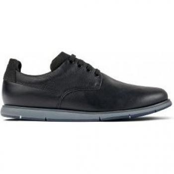 CAMPER Smith - Lace-up Men's Shoes in Black, size 45 and size 11, made of Smooth leather/Cotton fabric