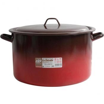 Esmaltaciones La Estrella Fuego - Olla recta con tapa, 32 cm, 14,8 L