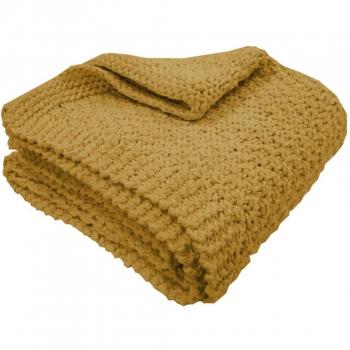 Overseas Manta tejida 130x150 cm ocre