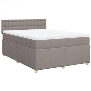 Cama box spring con colchón de muelles Tortora 140x200 cm en tela gris taupe