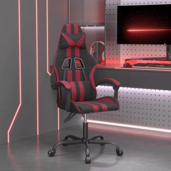 Silla gaming giratoria de cuero sintético en color negro y rojo vino tinto Vidaxl