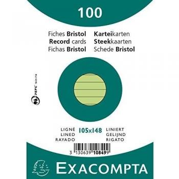 Fichas de Cartulina Bristol A6 Rayadas 100 Piezas Verde 205 g/m²