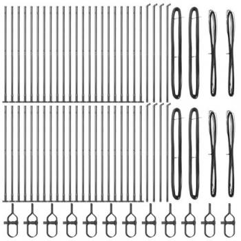 Set de Postes de Cerca de Acero Galvanizado y Concreto, 104 Piezas, 3.2 x 3.2 x 78.5 cm, Color Gris