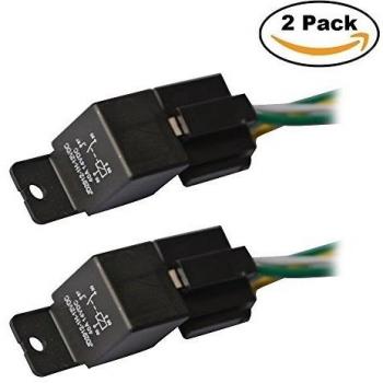 Ehdis® del coche camión Relay Socket Juego de cables de 4 pines 4 precableado 12V 40 Amp SPST Estilo Bosch, Detectores magnéticos a prueba de agua y Entrantes Conjunto, Paquete de 2