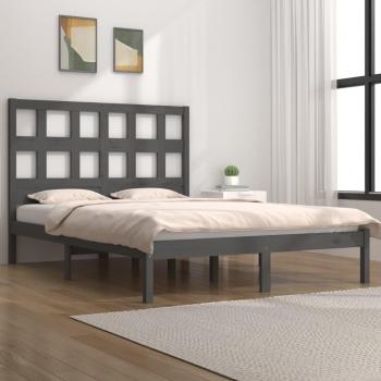 Estructura de cama de madera maciza de pino gris 150x200 cm King Size