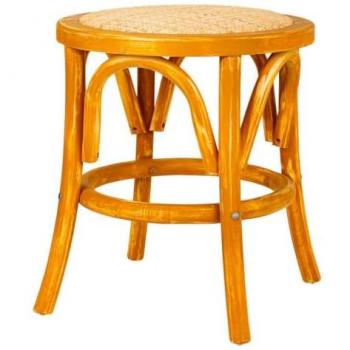 Taburete de Madera y Asiento de Ratán Marrón 40 x 45 x 40 cm