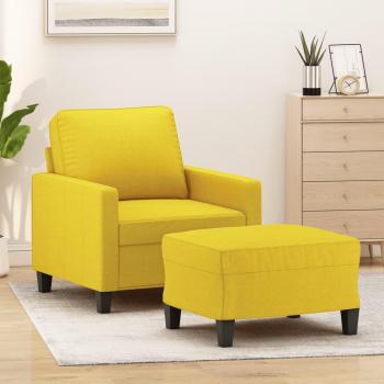 Sillón amarillo claro de 60 cm con reposapiés en tela