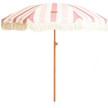 Sombrilla Flamingueo Retro Rosa - Parasol de Playa con Protección UPF 50+, Diseño Estilo Vintage y Altura Regulable