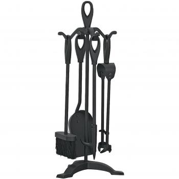 Simpa® 20 (50 cm) Loop compañero Set – Juego de 5 piezas de accesorios de chimenea tradicional madera quemador de carbón estufa de hierro fundido, negro