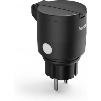Enchufe Inteligente Hama WLAN Exterior, Controlado por App y Voz, 2300W, IP44, Negro