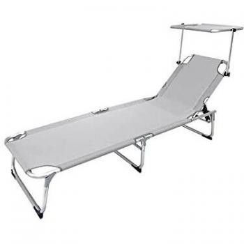 PAPILLON 8043560 Tumbona Playa Aluminio Cama con Parasol Color Gris 191x59x30