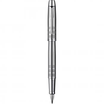 Parker IM Prima: Shiny Chrome Chisseled Fuente-Pen, Chrome Ribetes. Acero Bellas Plumín.
