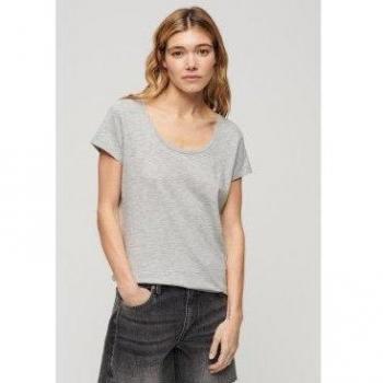 Camiseta Scoop Neck Gris Superdry - Mujer