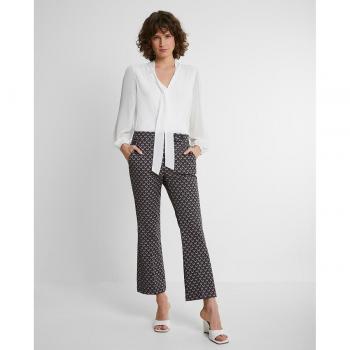 Pantalón flare jacquard con nervio central y cierre lateral en cinturilla