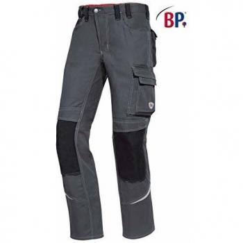 Pantalón de trabajo BP Komfort 1803 con reflejos y bolsillos para rodillas, gris oscuro/negro, Talla 52