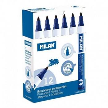 Rotuladores Permanentes Azul Marino Punta Redonda 4mm Caja de 12