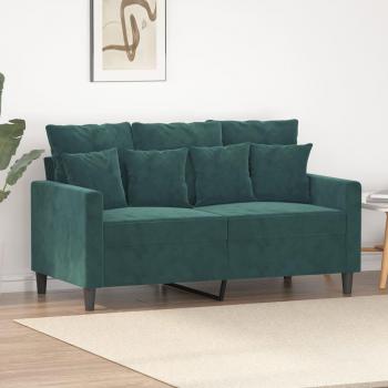 Sofá de 2 plazas de terciopelo verde oscuro 120 cm
