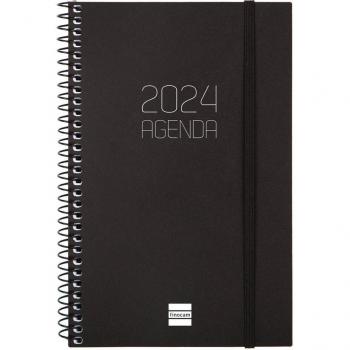 Agenda Finocam Opaque E5 Semana Vista Horizontal 2024 Negro Espiral 117x181mm