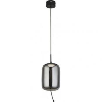 Lámpara colgante Lisboa de vidrio ahumado y acero dulce negro, 1 bombilla, 43 cm