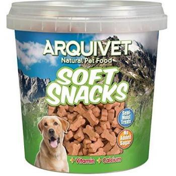 Arquivet Soft Snacks de salmón para Perro - Snacks Naturales en Forma de huesitos - Golosinas y chuches Naturales - Premios y recompensas para Perros - 800 g