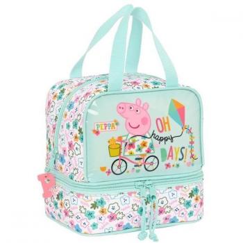 Portameriendas Térmico Peppa Pig Cosy Corner con Asas y Doble Cremallera - Safta 20x20x15 cm