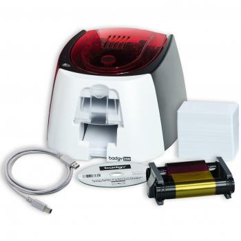 BADGY Evolis ID Printer - Impresora para Insignias de plástico, Rojo