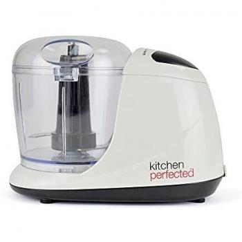 Picadora Multiusos Kitchen Perfected 100W con Turbo, Cuchillas de Acero Inoxidable, Accesorio Batidor y Bowl Plástico 300ml - Color Blanco Marfil
