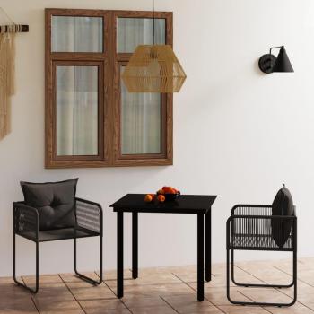vidaXL 3-Piece Black Garden Dining Set