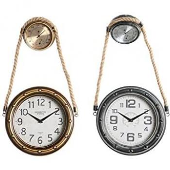 Reloj de Pared DKD Home Decor 28,5 x 8 x 50 cm Cristal Hierro Vintage (2 Unidades)