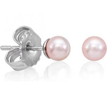 Pendientes Cies de plata con perla rosa de 4mm
