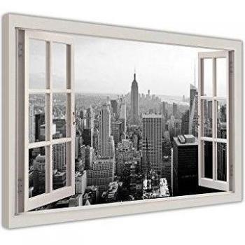 CANVAS IT UP Lona Impresa enmarcada en Blanco y Negro con Imagen de la Ciudad de York, 101 cm x 76 cm