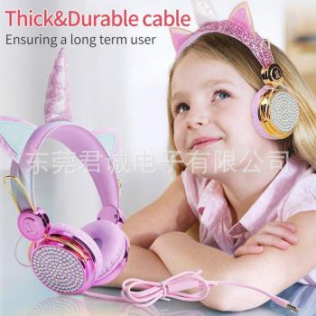 Auriculares Estéreo con Cable y Micrófono para Niña - Diseño de Unicornio, ideales para Música, Ordenador, Móvil y Videojuegos