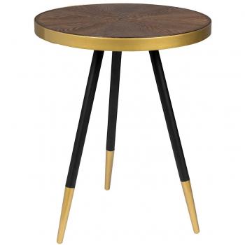 Mesa auxiliar redonda de metal y madera oscura ø44cm - Diseño Denise