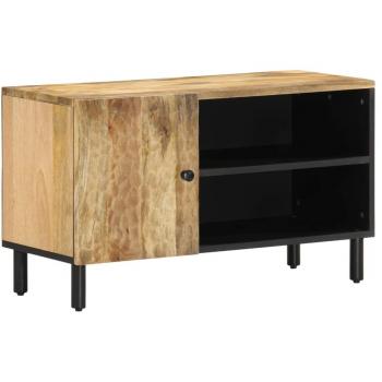 Mueble de TV vidaXL 80x33x46 cm, Madera maciza de mango, Diseño moderno, Acabado en color natural, Ideal para salón y entretenimiento