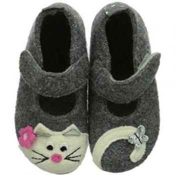 Living Kitzbühel Babyballerina Katz - Patucos de lana para niña, color gris, talla 19 EU