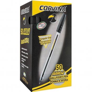 Corvina Arrow - Caja de 50 boligrafos, color negro