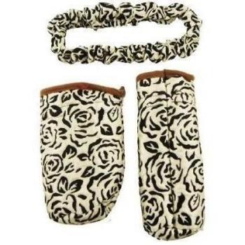 3en 1coche Gear Knob Espejo freno de mano cover Kit Beige Negro