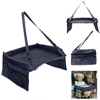 KidsHobby® Mesa de bandeja de coche para niños impermeable cinturón de seguridad ajustable mesa de dibujo viaje Buggy Cochecito para niños coche bandejas