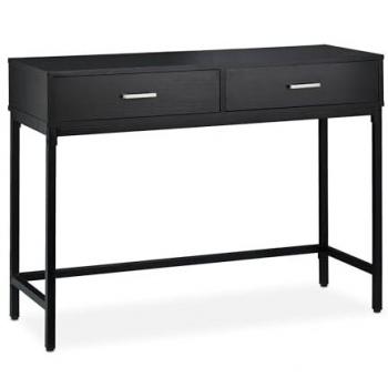 Consola Recibidor Estrecha con 2 Cajones, 81x110x42 cm, Mesa Auxiliar para Pasillo y Salón, Color Negro - Relaxdays