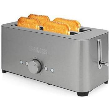 TOSTADOR PRINCESS 2 RANURAS BOCA ANCHA INOX 1050W REBANADA LARGA JP20