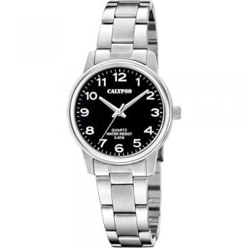 Reloj Calypso Basic K5865/4 Negro Mujer, Caja de Acero Inoxidable 316L Plateado