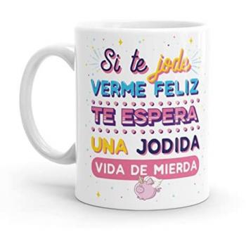 Taza Original Si te Jode Verme Feliz - Resistente al Microondas y Lavavajillas
